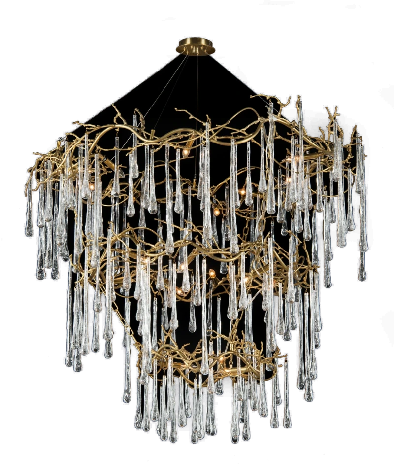 Branched Crystal chandelier, twenty lights, metal, iron, glass, clear — View 2