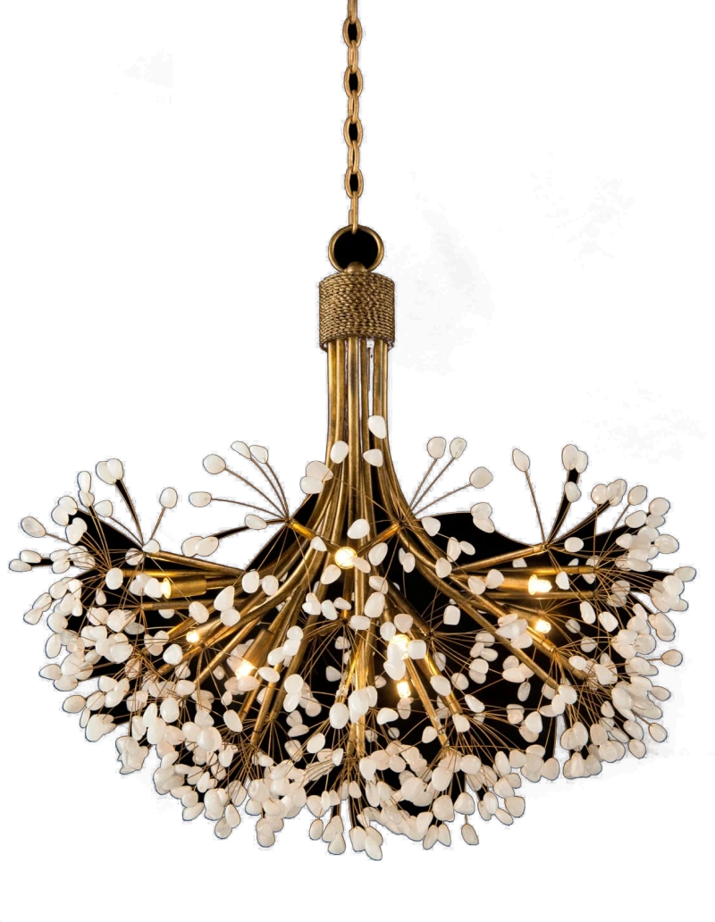 Quartz chandelier, nine lights, metal, iron, stone, quartz — View 2