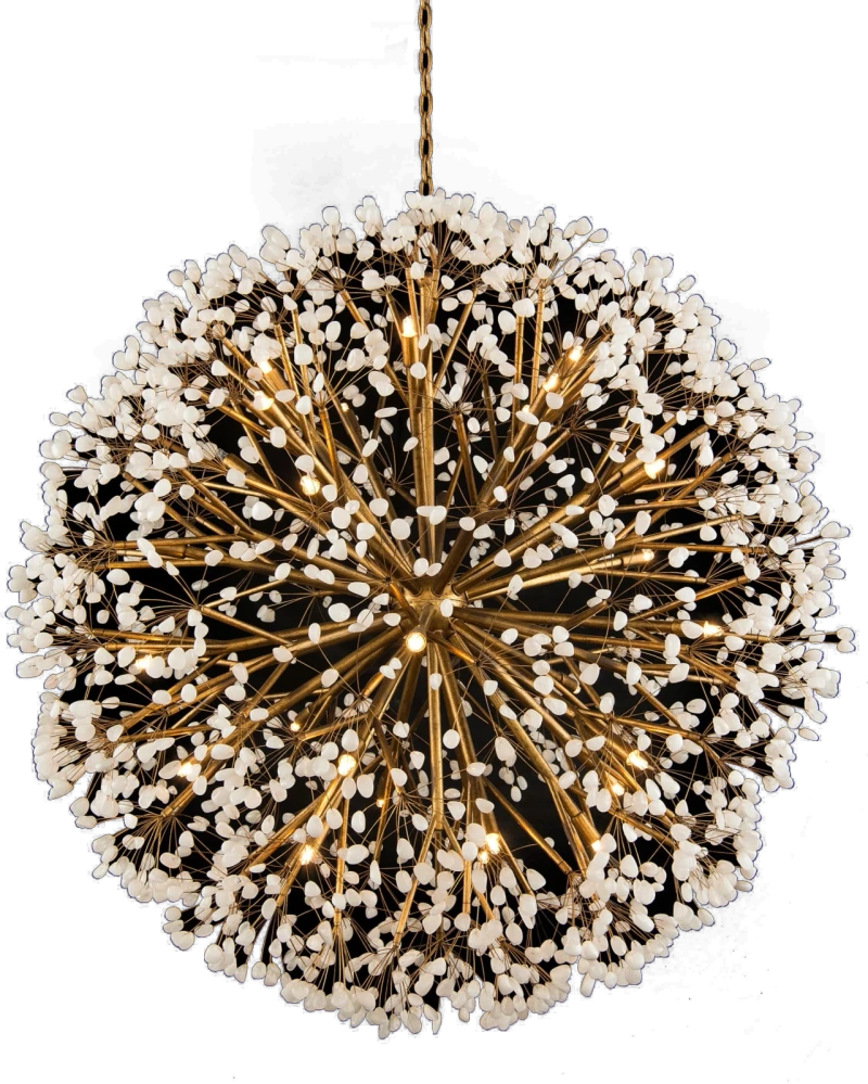 Spherical quartz chandelier, thirty lights, metal, iron, stone, quartz — View 2