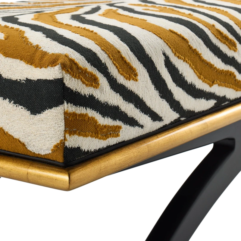 Euclidean bench, copper, wood, beech, leaf, gold — View 3