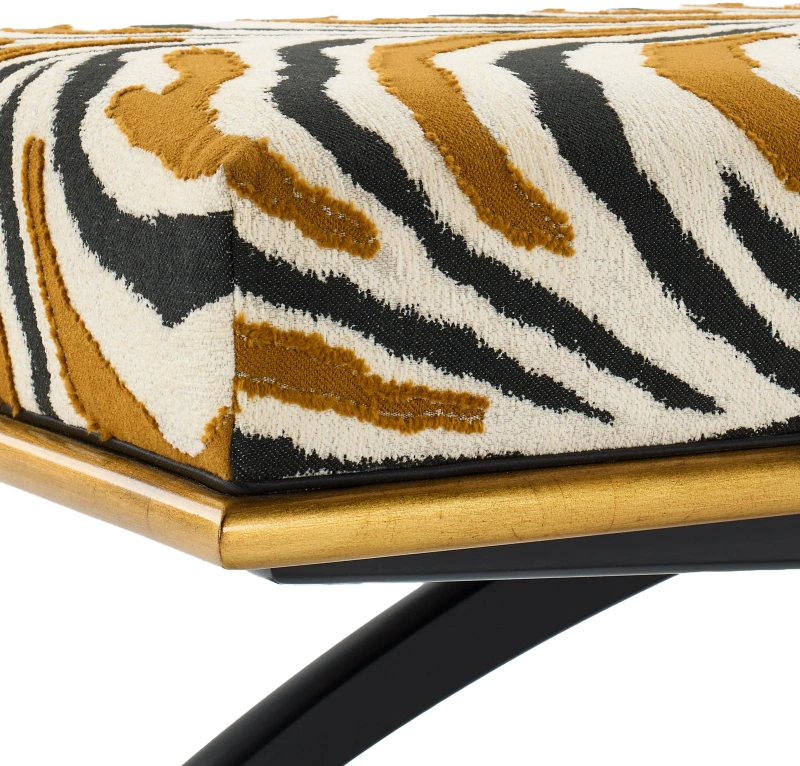 Euclidean bench, copper, wood, beech, leaf, gold — View 4