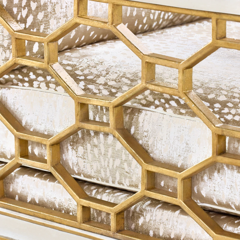 Belden Place lounge chair, gold lattice, wood, mahogany, metal, steel — Ansicht 2