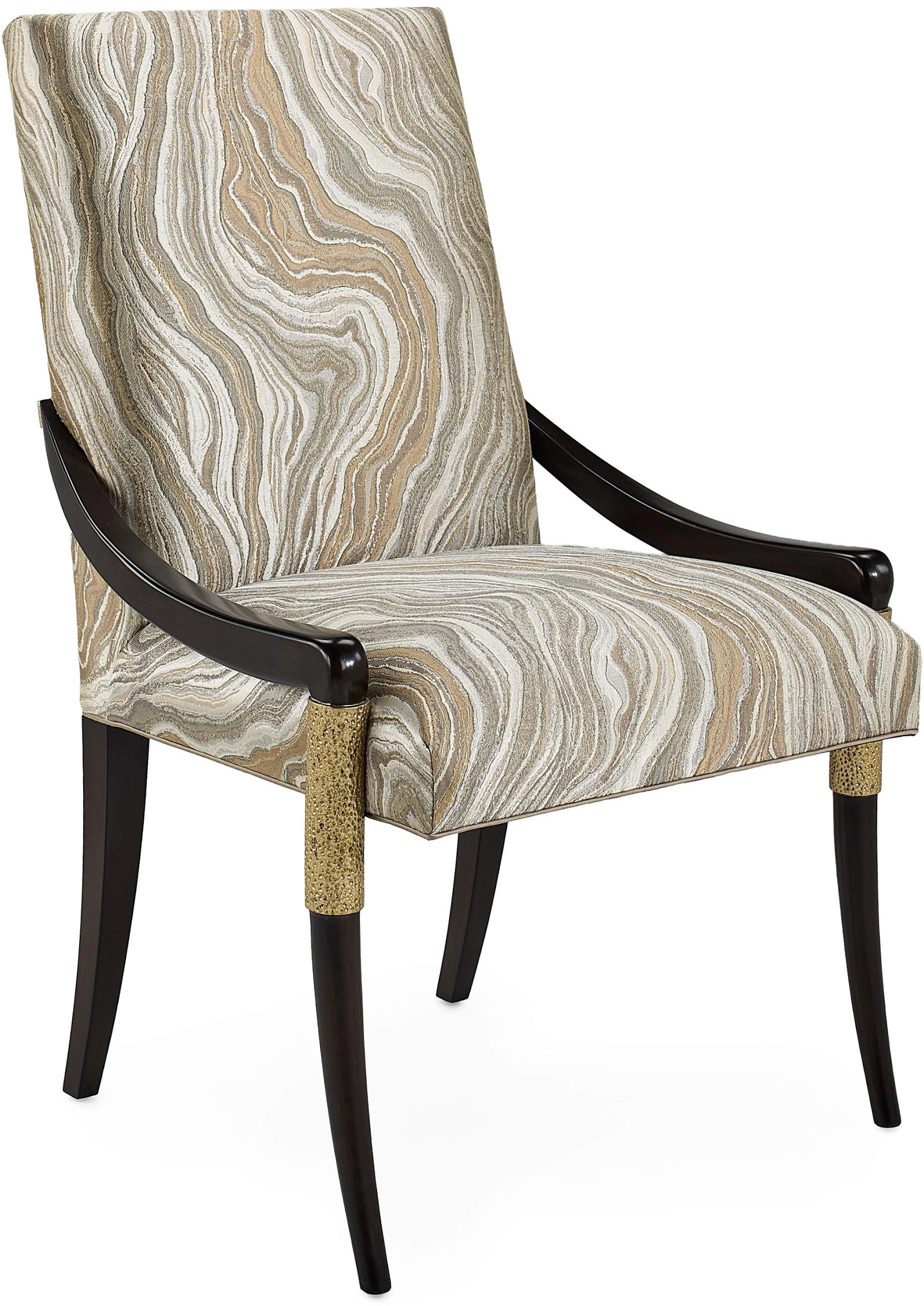 Savona side chair, agate, wood, beech, metal, aluminum, stone, quartz, leaf, gold