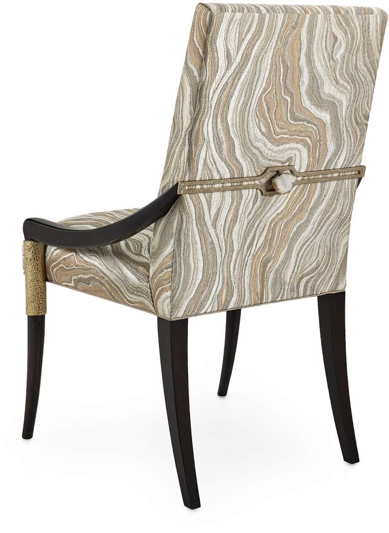 Savona side chair, agate, wood, beech, metal, aluminum, stone, quartz, leaf, gold — View 2