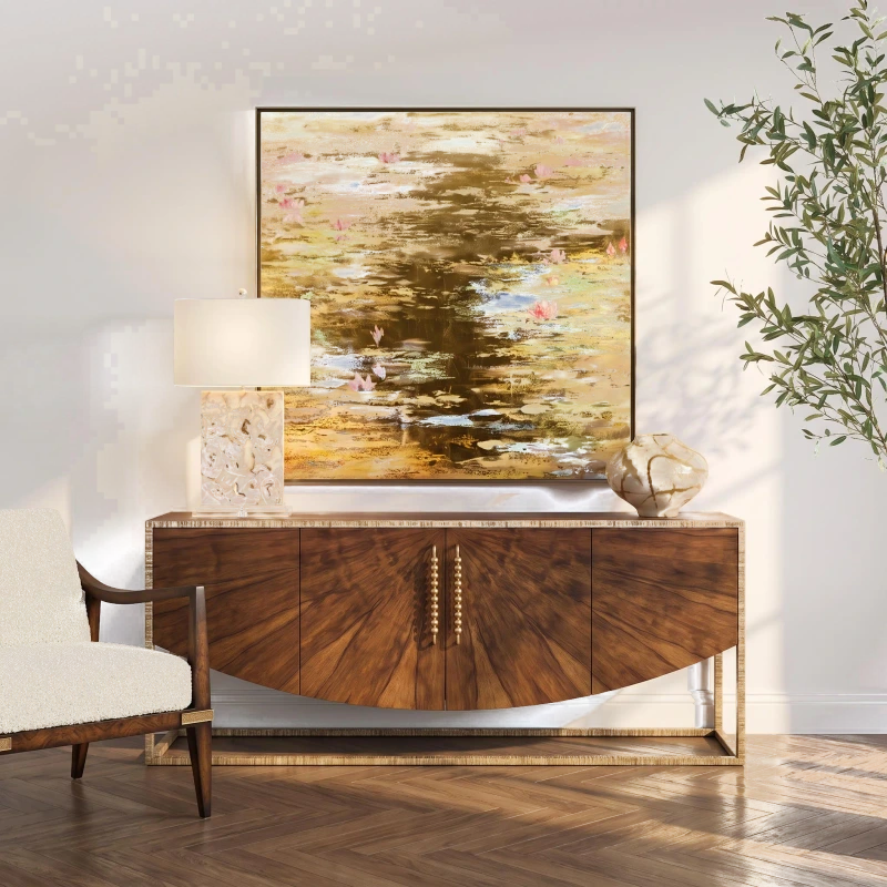 Pointe armchair, parchment, wood, oak, metal, brass — View 5