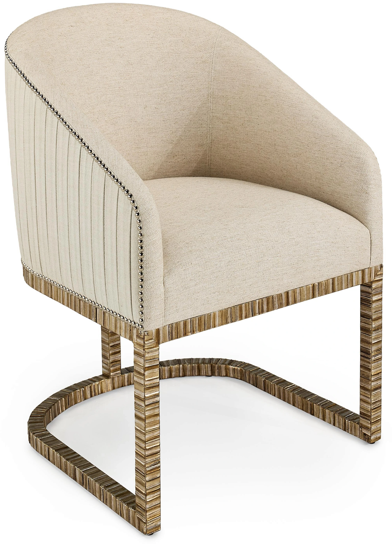 Palermo dining chair, flax, wood, acacia, composite, metal, steel, leaf, silver
