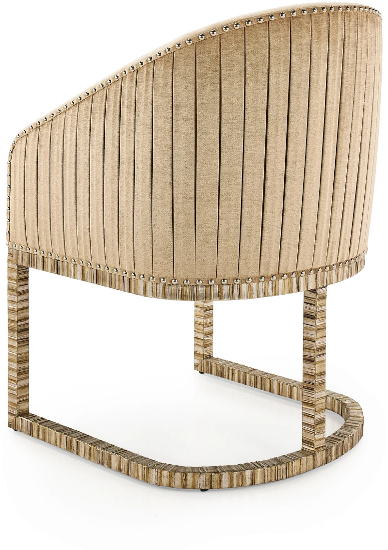 Palermo dining chair, sand, wood, acacia, metal, composite, leaf, silver — View 2