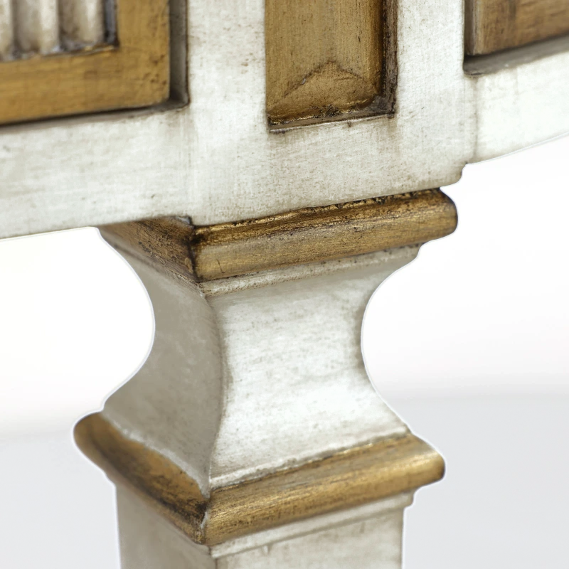 Vallejo console table, three drawers, wood, beech, metal, brass — View 4