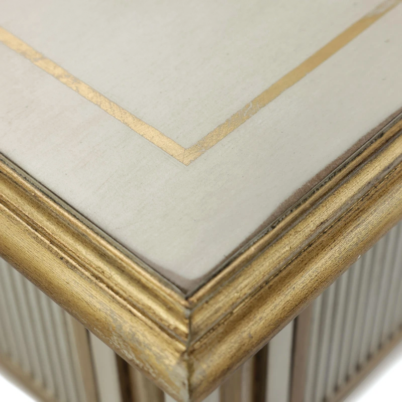 Vallejo console table, three drawers, wood, beech, metal, brass — View 5