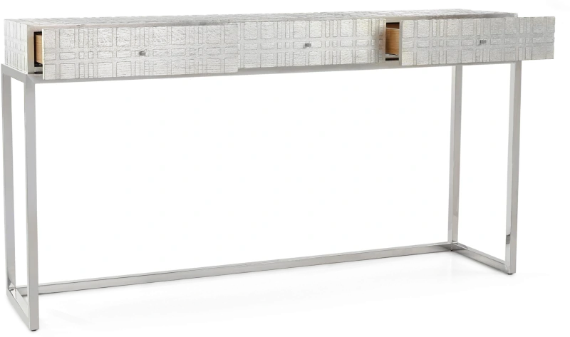 Staccato console table, wood, oak, metal, stainless — Veduta 2
