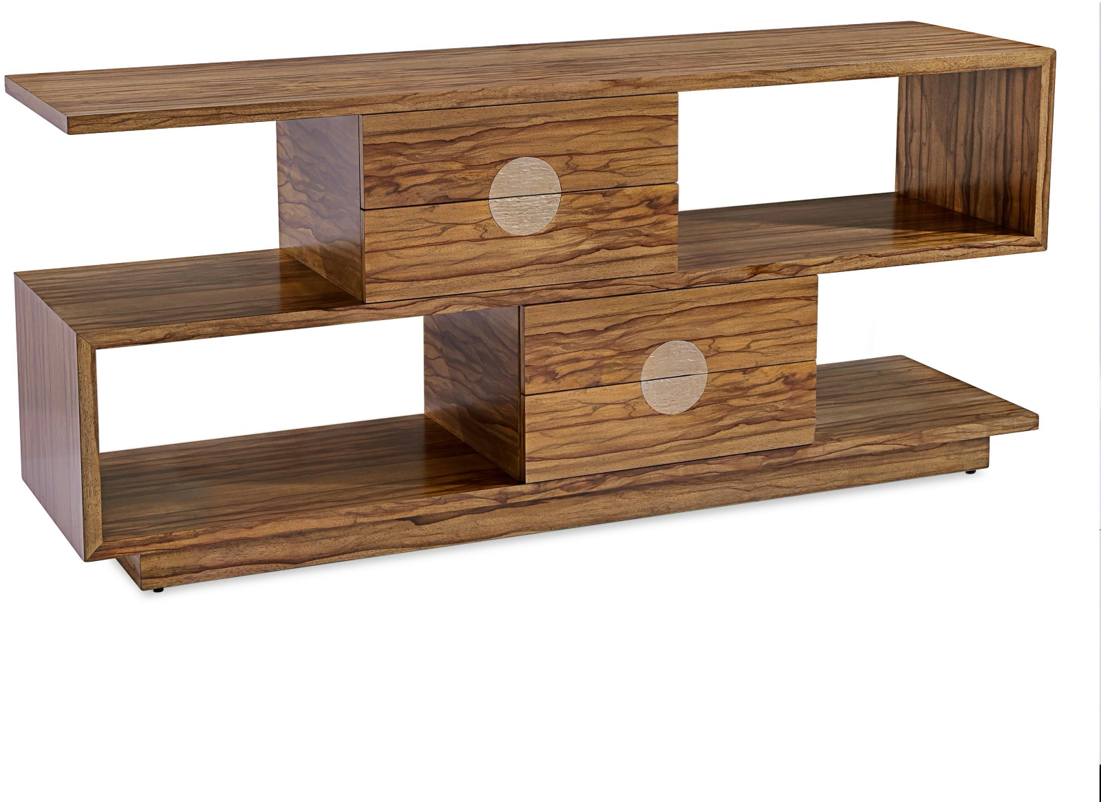 Vantage four-drawer console table, wood, beech, wood, celtis, metal, aluminum