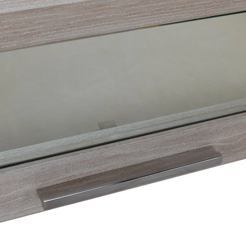 Galicia two-drawer lighted console table, wood, oak, tempered glass, metal, stainless — View 4