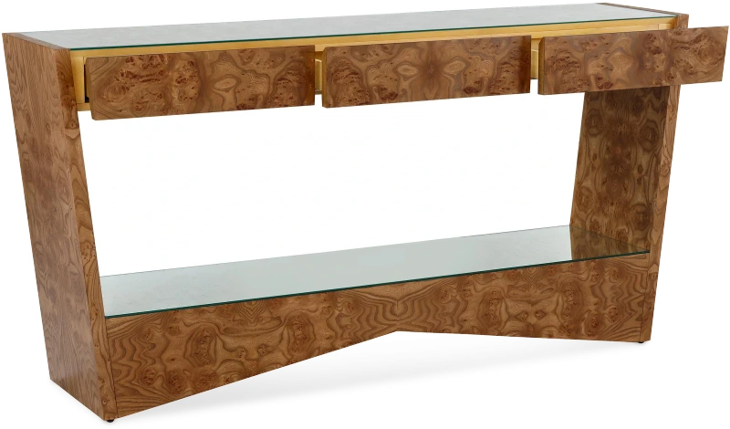 Brummell console table, wood, glass — Veduta 2