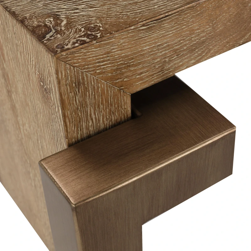 Dorado cocktail table, wood, white oak, steel — View 2