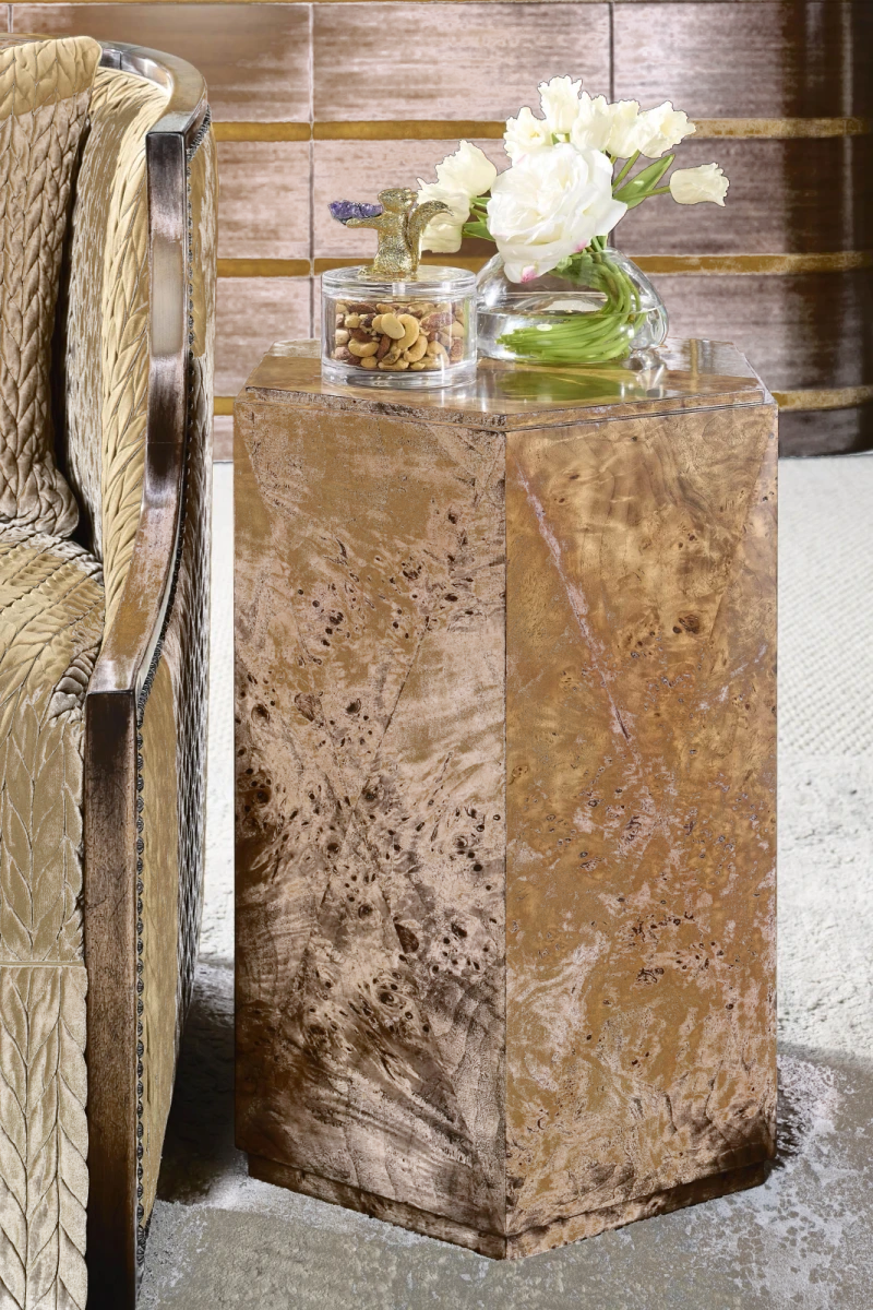 Lombard side table, mappa burl veneer — View 3