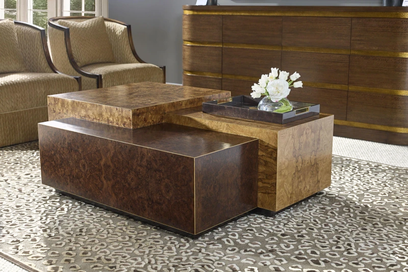 Alber cocktail table, mappa burl veneer, olive ash burl veneer, wood, black walnut — View 3