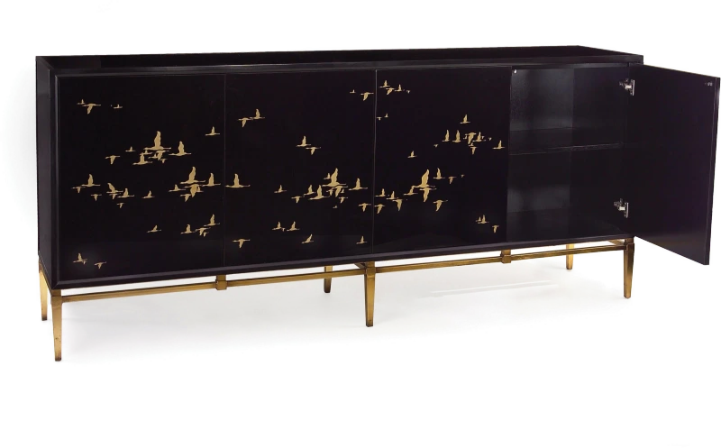 Migration credenza, four doors, wood, glass — Veduta 3