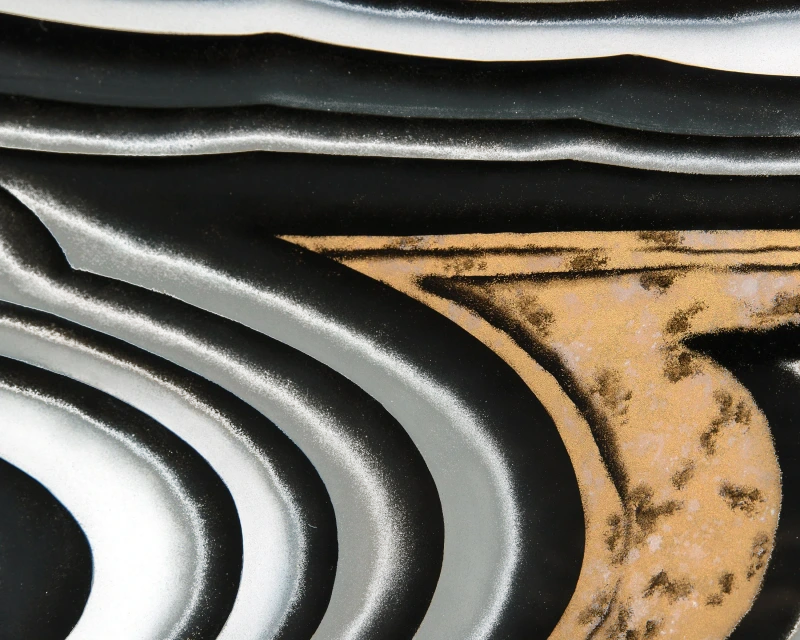 I Dream of Agate cabinet, four doors, mirror, eglomise, metal, steel — Veduta 3
