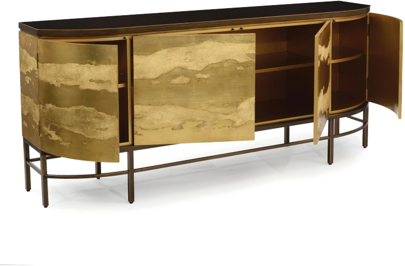 Rimini sideboard, four doors, wood, beech, metal, steel — View 2