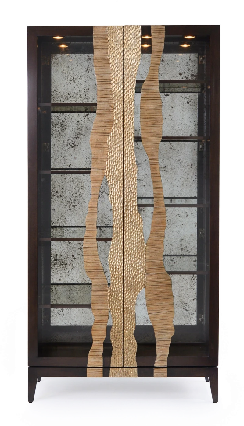 River's Edge display cabinet, wood, beech, glass, mirror — Veduta 6