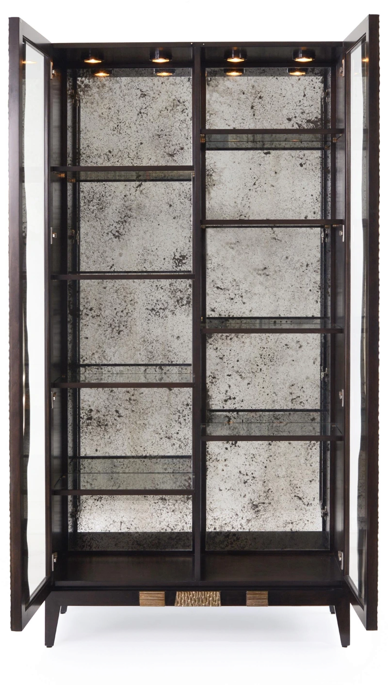 River's Edge display cabinet, wood, beech, glass, mirror — Veduta 2