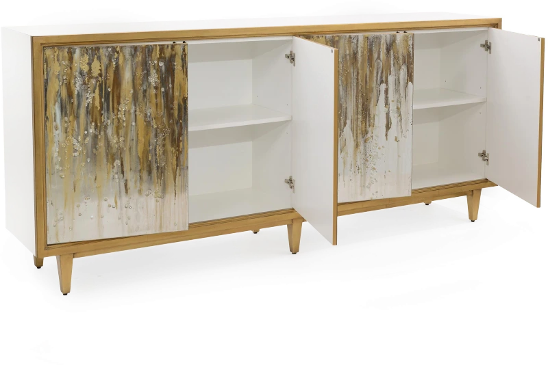 Ophelia sideboard, four doors, wood, beech, glass — View 2