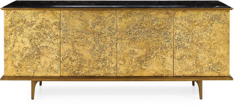 Aurelius credenza, four doors, wood, stone, marble, metal, aluminum, leaf, gold — Ansicht 3