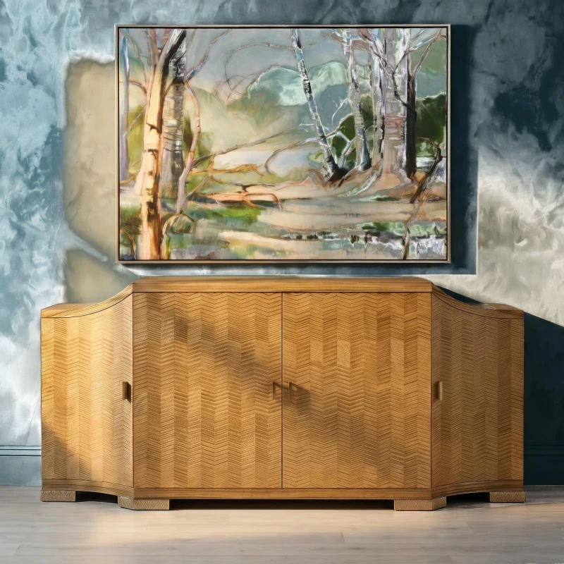 Alcazar credenza, four doors, paldao quarter veneer, wood, celtis, metal, stainless — Ansicht 5