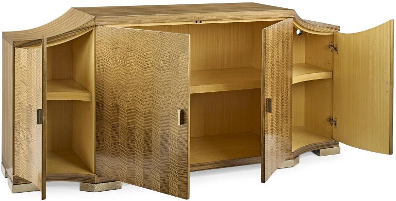 Alcazar credenza, four doors, paldao quarter veneer, wood, celtis, metal, stainless — Ansicht 2