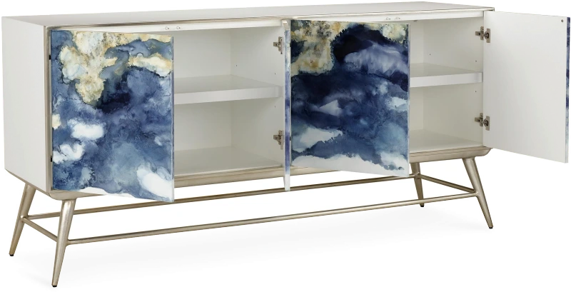Aeris sideboard, four doors, wood, beech, metal, aluminum — Ansicht 2