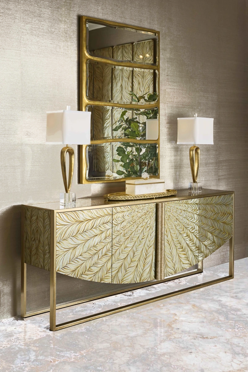 Florentine credenza, four doors, glass, wood, white oak, metal, aluminum, metal, steel — Ansicht 6