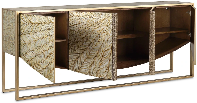 Florentine credenza, four doors, glass, wood, white oak, metal, aluminum, metal, steel — Ansicht 2