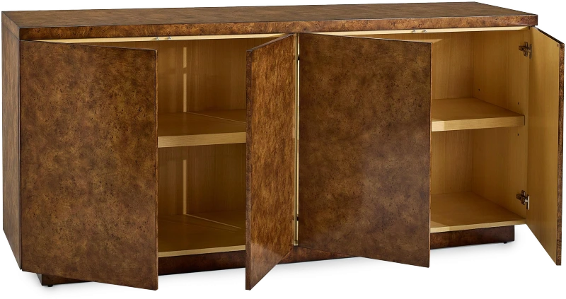 Forest's Edge credenza, four doors, mappa burl veneer — View 3