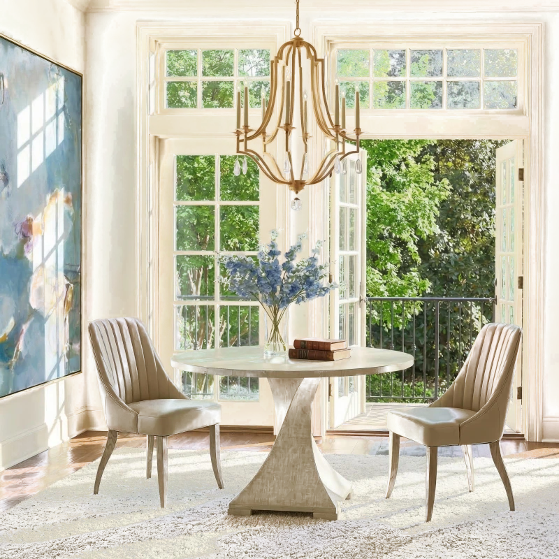 Lavertezzo dining table, small, wood, celtis, fabric, burlap — View 6
