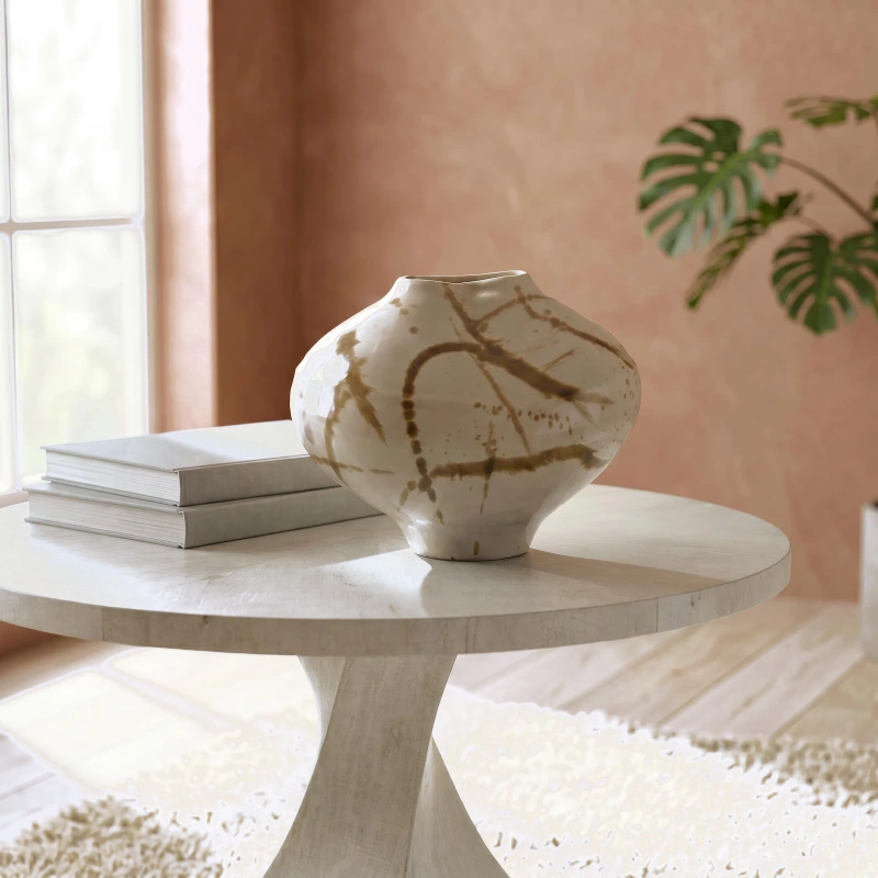 Lavertezzo dining table, small, wood, celtis, fabric, burlap — View 8