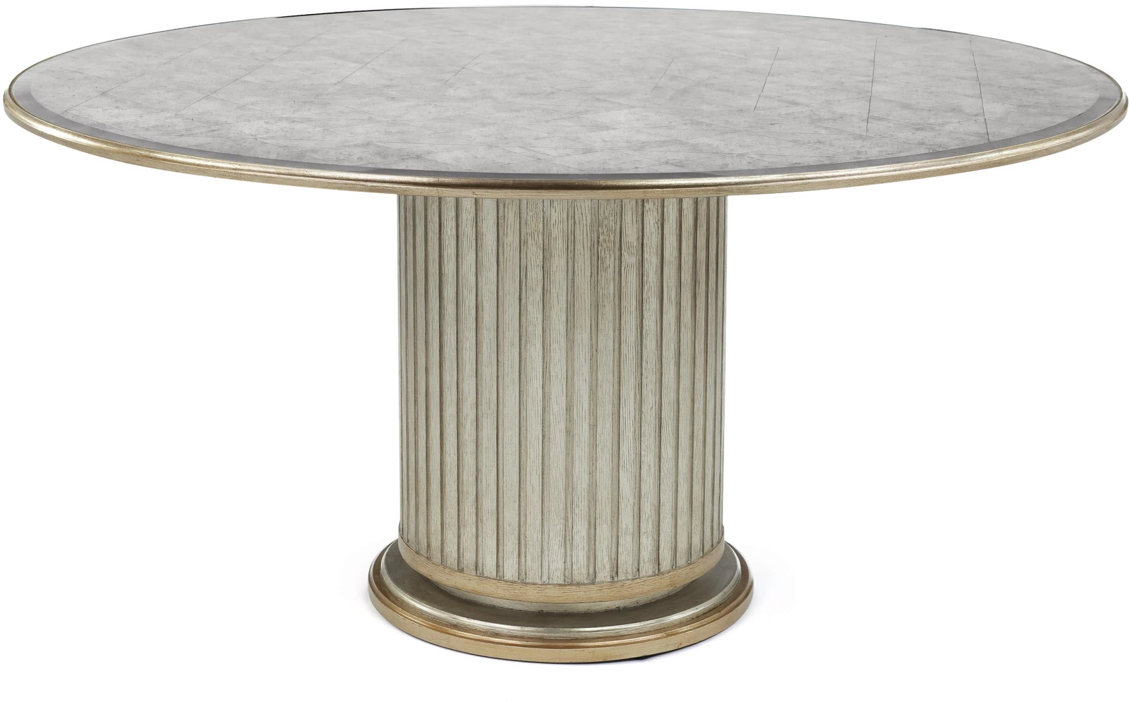 Dorian dining table, glass top, wood, oak, mirror, bevel