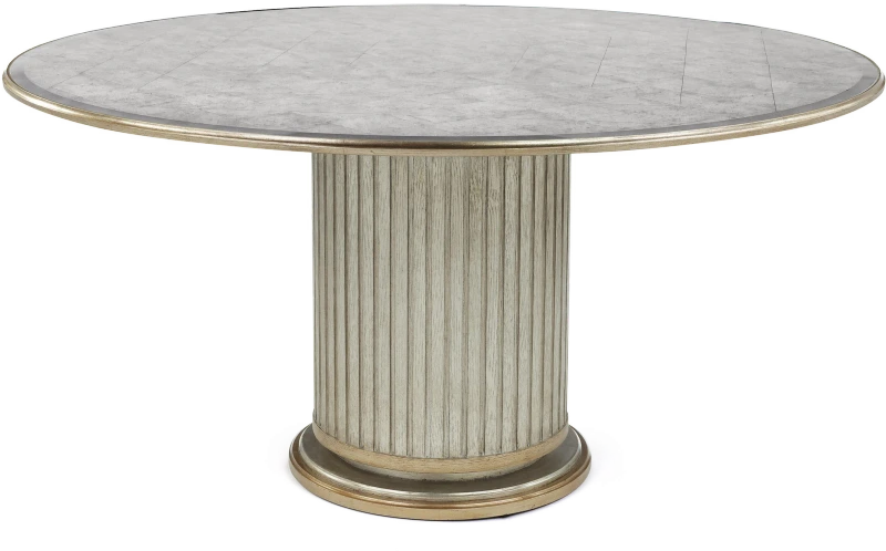 Dorian dining table, glass top, wood, oak, mirror, bevel — View 2