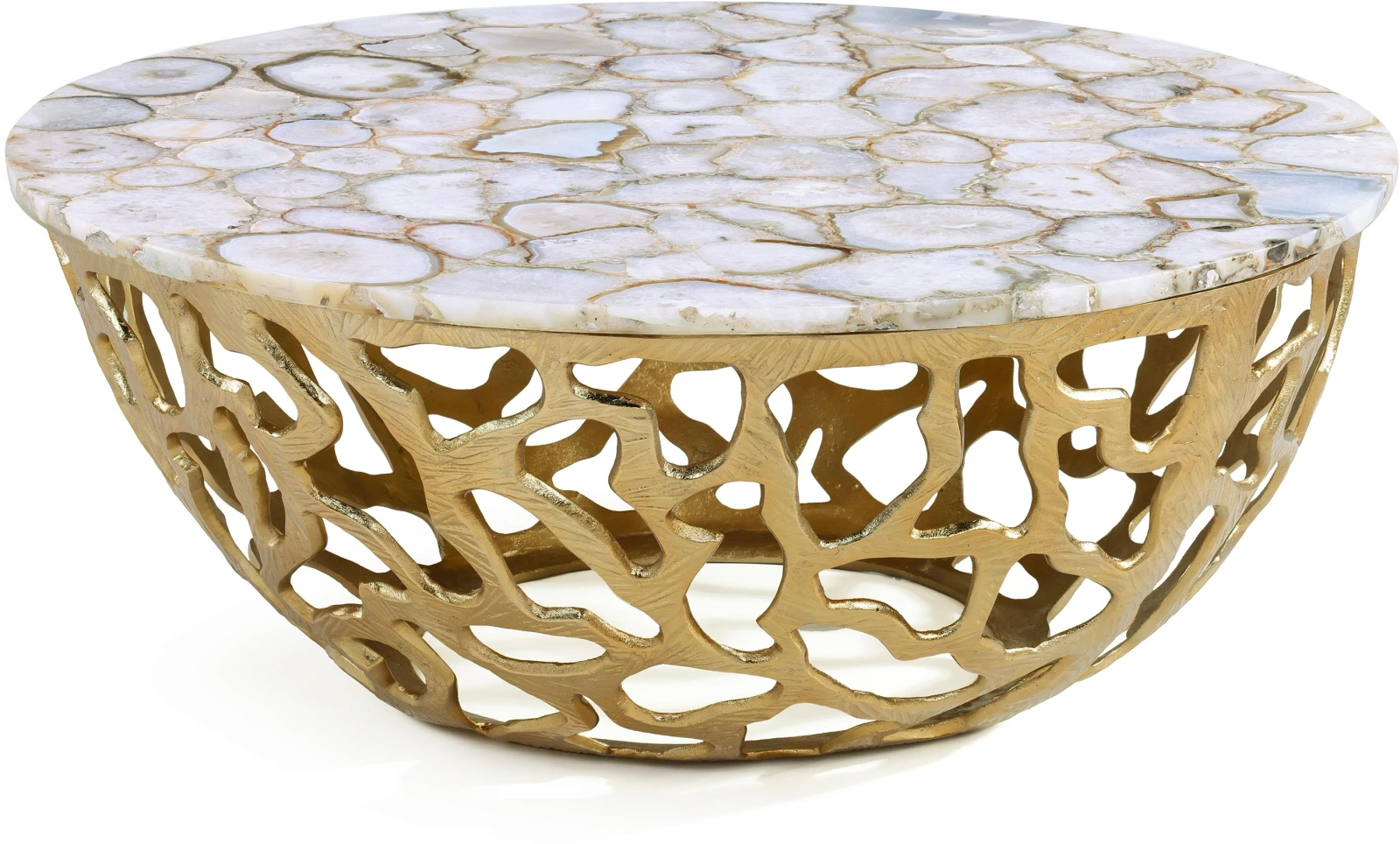 Vita cocktail table, metal, aluminum, stone, agate