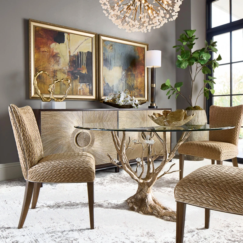 Cherry Blossom dining table, metal, aluminum, glass, clear — Ansicht 5