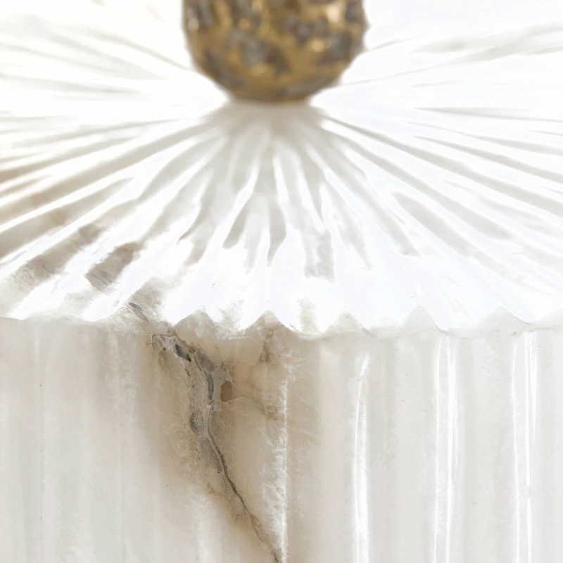 Lucerne table lamp, stone, alabaster, metal, brass — View 3