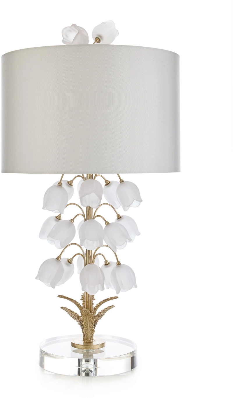 Bouquet table lamp, metal, steel, copper, glass, crystal, glass, fabric, linen, leaf, silver — View 2