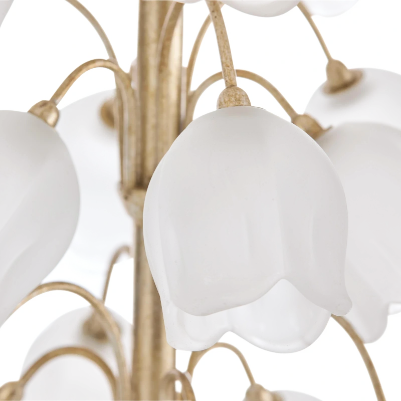 Bouquet table lamp, metal, steel, copper, glass, crystal, glass, fabric, linen, leaf, silver — View 3