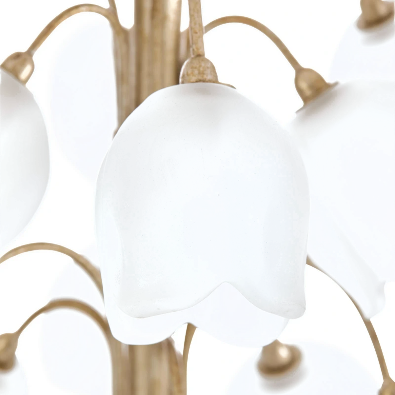 Bouquet table lamp, metal, steel, copper, glass, crystal, glass, fabric, linen, leaf, silver — View 4