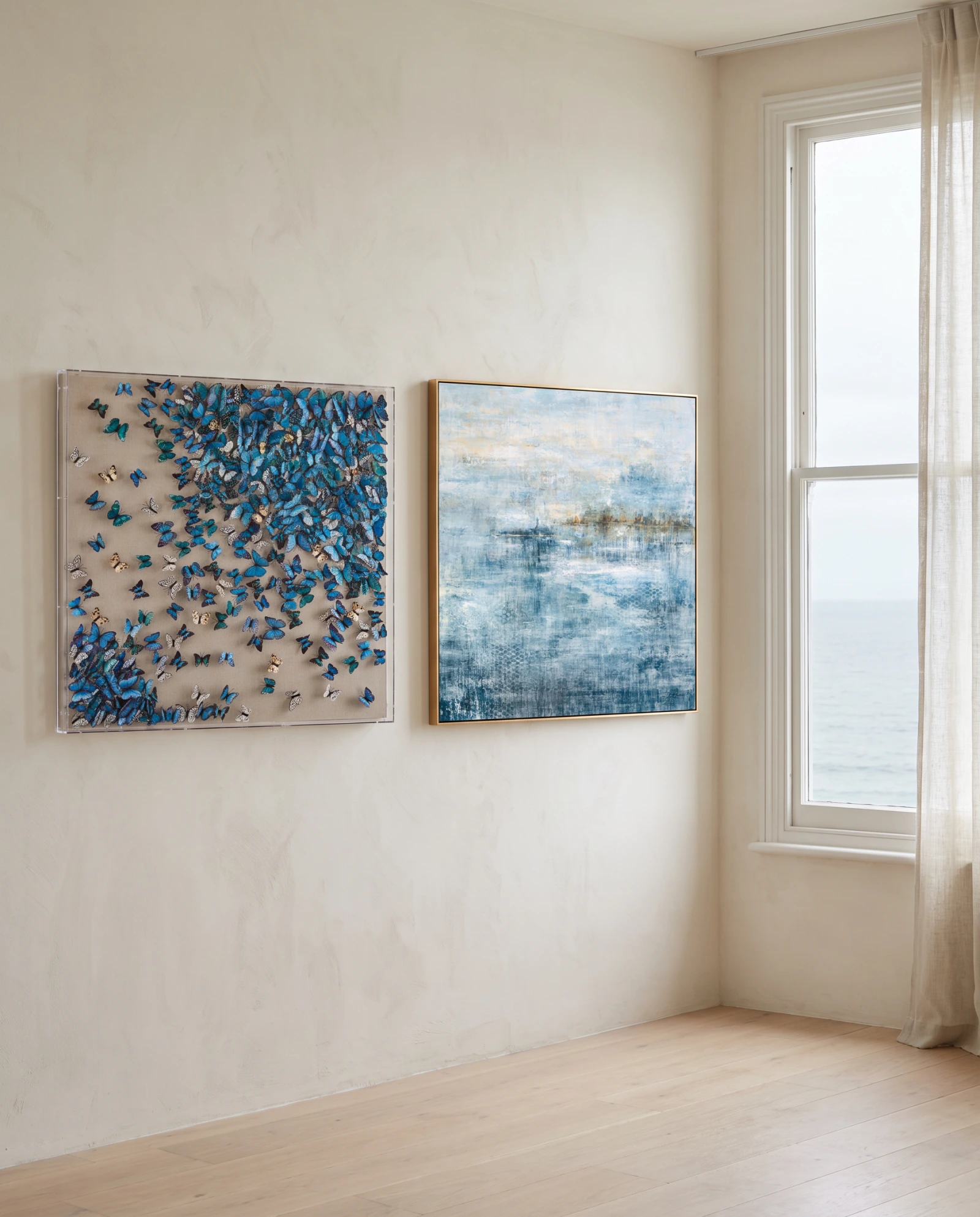 Flight of the Butterflies, Tony Fey, framed linen, acrylic, wood, pine