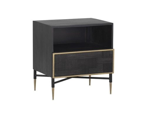 Markwood Nightstand - Brass - Dark Brown
