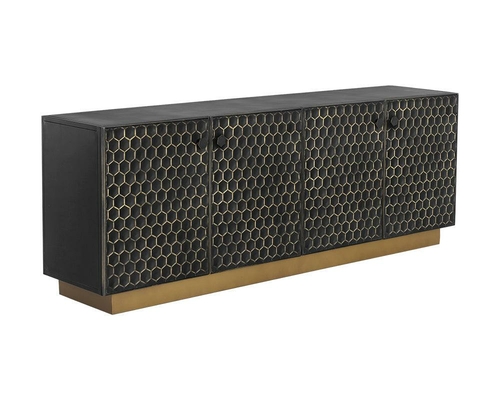 Honeycomb Sideboard – Black Iron & Brass Base