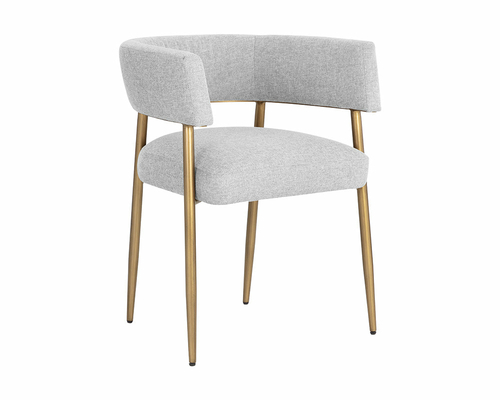 Belfast Dining Armchair – Heather Grey & Antique Brass