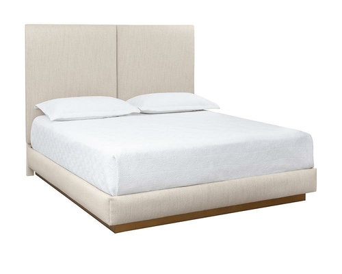 Modern Upholstered Bed – Cream Fabric & Bronze Base