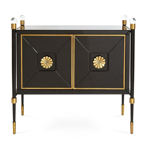 Rider Small Cabinet – Black Lacquer with Brass Accents