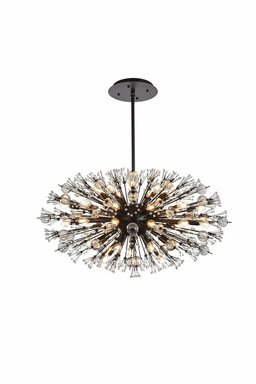 Nova Starburst Chandelier – Black & Crystal Glass